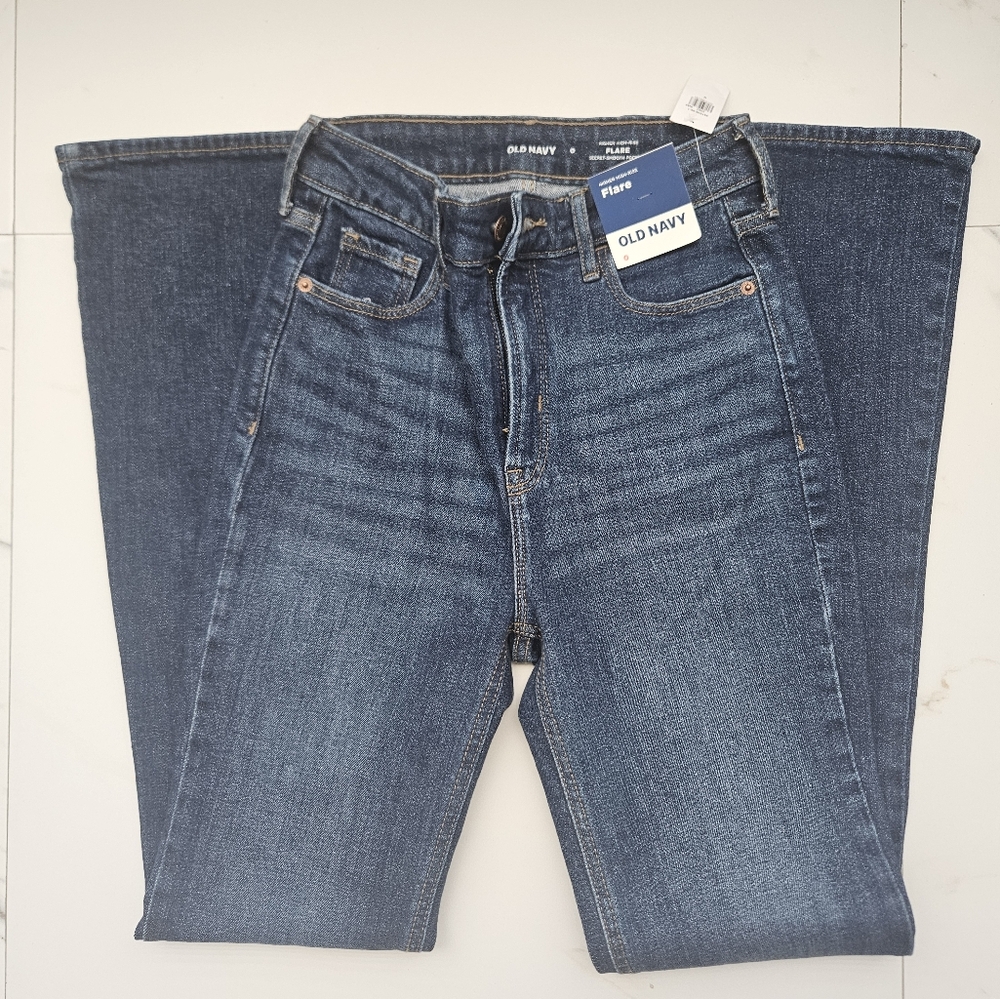 WOMEN'S OLD NAVY HIGHER HIGH-RISE FLARE JEANS SIZE 0